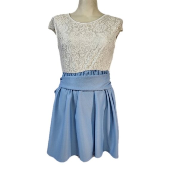Dresses & Skirts - White Lace with Blue Skirt Dress